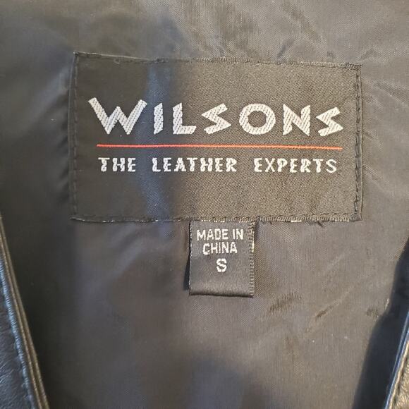 Wilsons Women's Small Black Leather Vest Biker Moto Western Button Up Satin Back - Picture 3 of 7